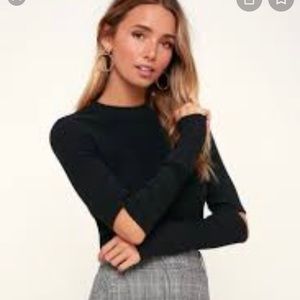 NWOT Lulus/Black Swan Ribbed Top with Elbow Cutouts